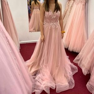 Brand new, never worn rose color prom dress/ball gown
